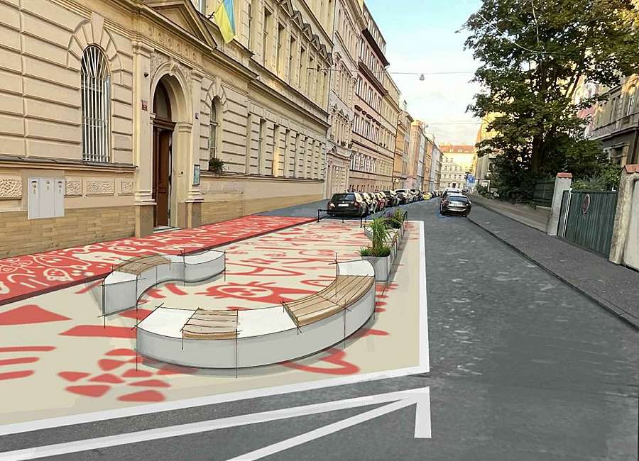 Prostor před ZŠ Grafická v Praze 5 – návrh řešení